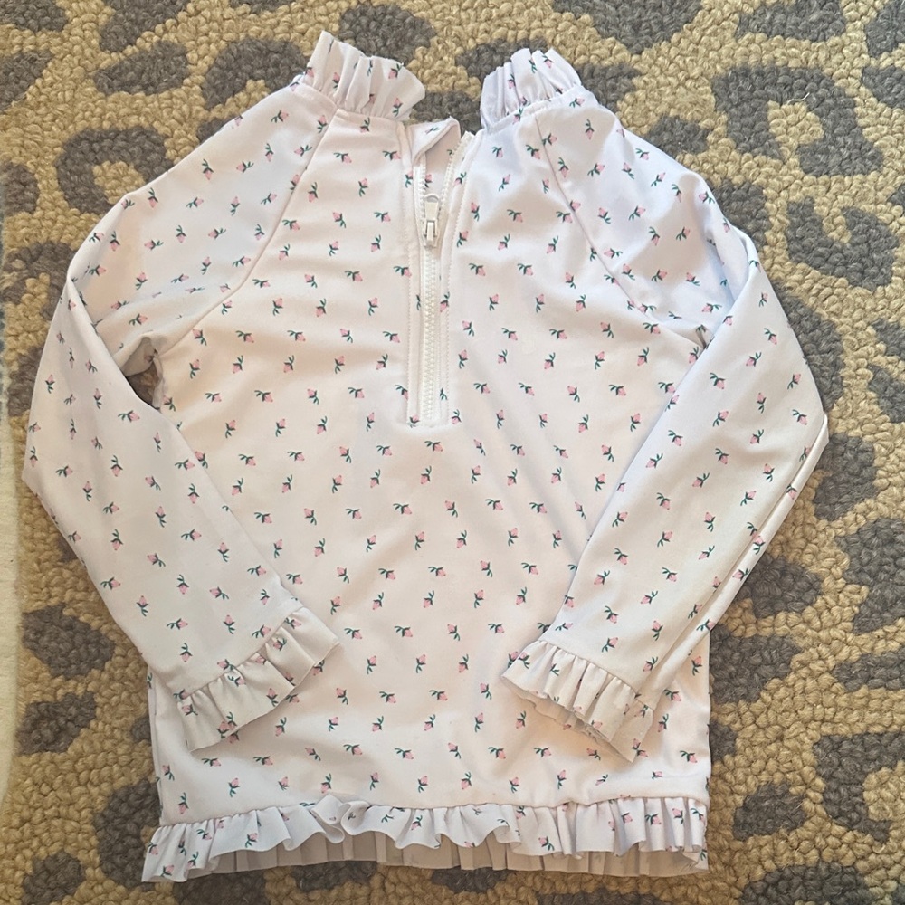 Floral White Kids Swim Rashguard